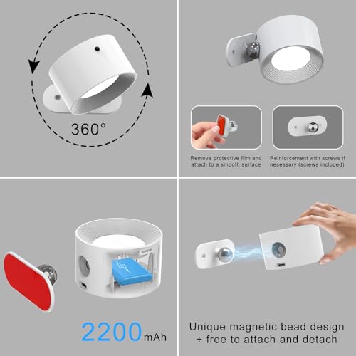 Appliques murales LED Coollamp lot de 2 avec télécommande pour salon