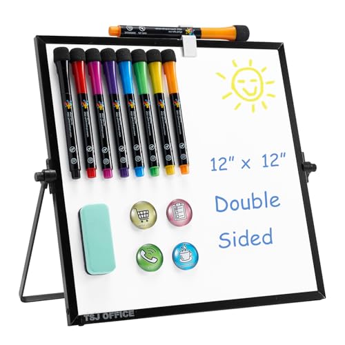 Image of TSJ OFFICE Small White Board - 12 X 12 Inches Black Framed Dry Erase Board