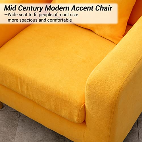 Hchairh Accent Chair With Extra Lumbar Support,Single Sofa Chair,Mid Century Modern Fabric Upholstered Comfy Oversized Arm Chair Leisure Chair With Wooden Legs,Living Room Chairs, Reading Chair #TOP5
