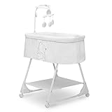 Delta Children – Disney Winnie The Pooh Bassinet with Stationary Mobile Arm, Vibration, Nightlight and Music, White/Grey