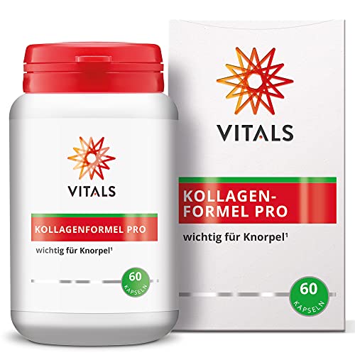 Vitals - Kollagenformel Pro 60 Kapseln mit nicht denaturiertes Kollagen Typ II. Ergänzt mit Ester-C, wichtig für die Kollagenproduktion und gut für Knorpel. In einer pflanzlichen Kapsel.