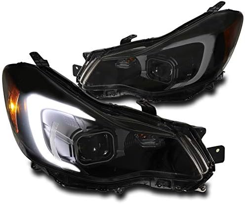 LED Tube Projector Headlights Headlamp Lamp Black/Smoke For 2012-2015 Subaru Impreza / 2013-2016 Crosstrek