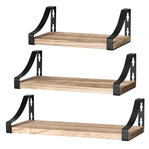 OUNONA 3 Stücke Künstliche Sukkulenten Pflanzen mit Töpfen Tischdeko Haus Balkon Büro Deko 4 Pipishell Wandregal im 3er-Set Schweberegale, Regalbrett Holz freischwebend, Wandboard Tiefe 15cm, Länge 42/36/29cm für Badezimmer, Schlafzimmer, Wohnzimmer, Küche, Home Office, Waschküche usw