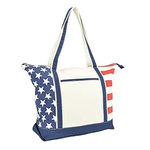 DALIX Flag Tote Bag USA American Pride Star Spangled Stars Stripes Shopping Grocery Bag