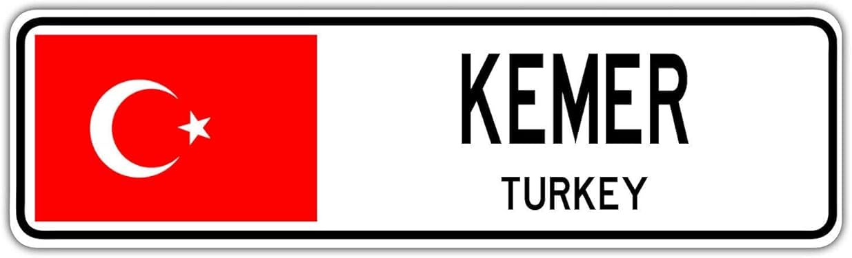 Yelacecca Metalsigna1496 Kemer Turkey Street Sign Turk Flag City Country Road Outdoor Street Sign/Subway Sign 4X16 Inch