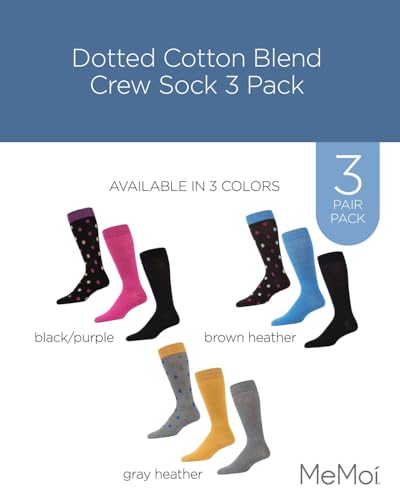 MeMoi Dotted Cotton Blend Crew Sock 3 Pack2