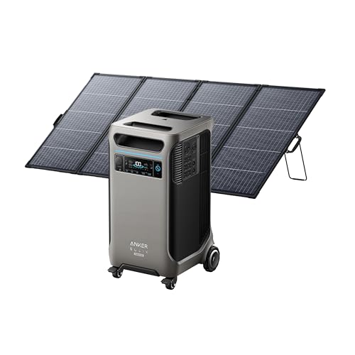Anker SOLIX F3800 Plus Portable Power Station (Upgraded Version) with 400W Bifacial Solar Panel, 3840Wh, 3,200W Solar Input, Generators for Home Use, Works with Generator, For Power Outages
