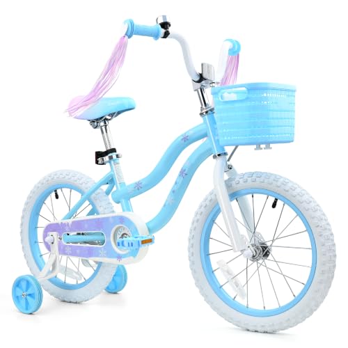 Image of bicystar Girls Bike Ages 2-8, 12-18 Inch with Training Wheels, Pink /Blue