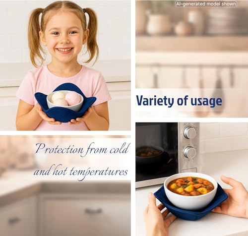 Set de 2 Porta Bowls Microwavables de Poliéster Azul Oscuro miniatura 3