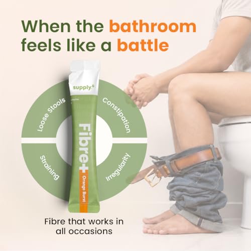 Image of Supply6 Fibre+ Digestive Support & Debloat Health Powder | Prebiotic & Soluble Fiber Supplement, Gut Health & Bloating Relief | No Added Sugar, Non-GMO Sachets (Orange Burst, 15 Servings)