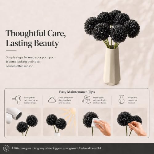 Image of Mandy's 12pcs Artificial Black Ball Chrysanthemum Flowers