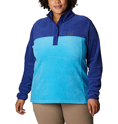 Image of Columbia Womens Benton Springs Half Snap II Pull Over Fleece Jacket, Dark Stone /Canoe /Vintage Blue, 3X