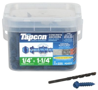 Tapcon .22 in. Dia. x 1-1/4 in. L Steel Hex Head Concrete Screw Anchor 225 pk