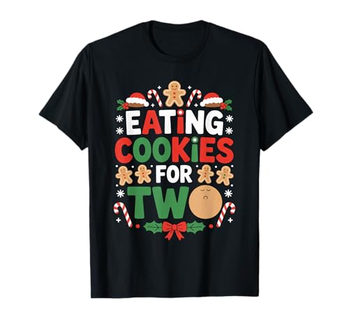 Navidad Comiendo Galletas para Dos Divertidos Embarazo Mamá Camiseta