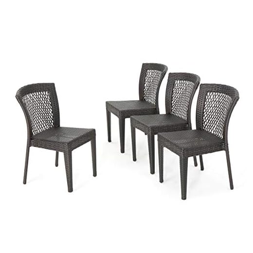 Christopher Knight Home Dusk Outdoor Wicker Stacking Dining Chairs, 4-Pcs Set, Multibrown