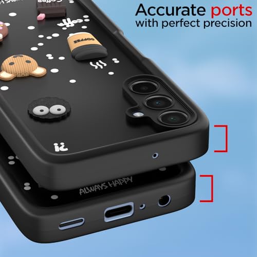 Image of Pikkme Back Cover for Samsung Galaxy A15 4G / A15 5G | Cute Fun Cartoon 3D Bear Silicone Full Body Protection Bumper Cover (Black)