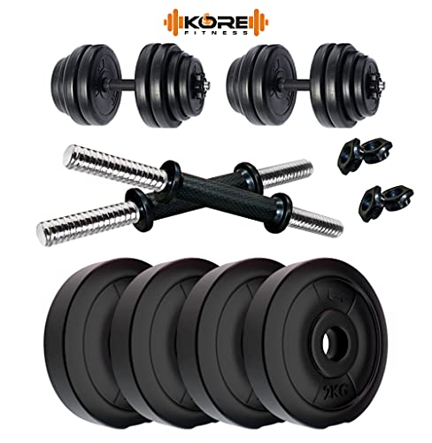Image of Kore 8KG PVC (2 KG x 4 = 8 KG) Combo 16 Dumbbells Set, Multicolor
