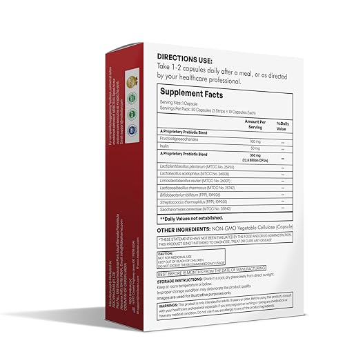 Image of Serenocard Probiotics Supplement, 12.5 Billion CFUs with Prebiotic Fiber, Cardiovascular Support- 30 Veg Capsule (Pack of 3x10) Men & Women