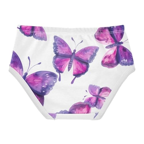 Purple Watercolor Butterflies White Toddler Girls Underwear 2t Cotton Cute Panties Girl Flower Briefs Kids Undies2