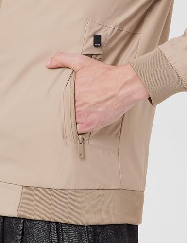 Image of Qube By Fort Collins Men's Lightweight Bomber Jacket with Fur Lining - Fleece-Lined Winter Jacket for Men | Full Zip Warm High Neck Jacket with Stand Collar & Zip Pockets for Winter Wear & Daily Use