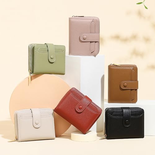 Women's Small Wallet ，RFID Blocking Soft Leather Bifold Compact Card Holder Wallet，Ladies Wallet with Card holder id window Coin Purse (Light Green)3