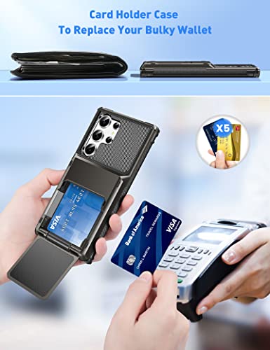 Cooya For Samsung S23 Ultra Case Wallet 5 Credit Card Holder Id Slot Flip Cover Galaxy S23 Ultra Wallet Case Back Pocket Protective Hard Rubber Bumper For Samsung Galaxy S23 Ultra 6.8 Bronze Gunmetal #TOP2