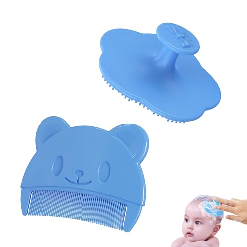 2 Piezas Cepillo de Baño para Bebe, Cepillos Costra Láctea Bebé de Silicona, Peine para Bebés para Recién Nacidos y Bebés