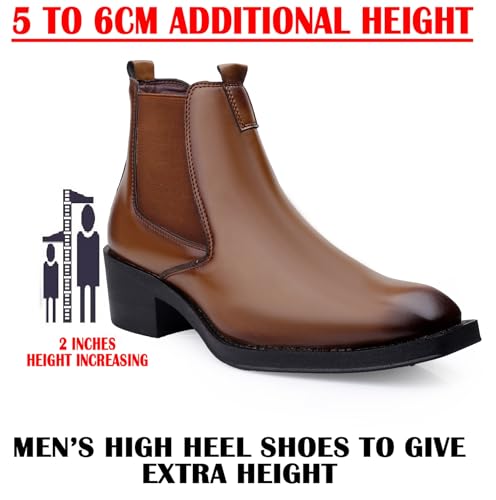 Image of BXXY Men's Faux Leather Material Casual Formal Slipon Chelsea Boot and Dress Boot with 5.08 Cm Block Heel Height.