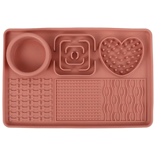 IMIKEYA Leckmatte für Hunde Slow Feeder aus Silikon mit Saugnapf Großzügig rutschfest Futterverlangsamungsmatte zur Verdauungsförderung und Anti Verschütten Rosa