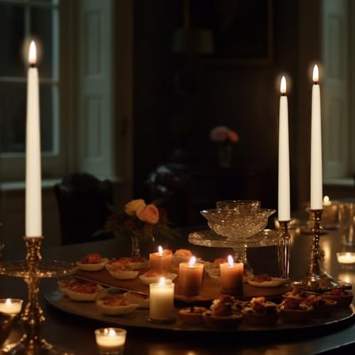 Image of Flameless Taper Candles Flickering with 3D Wick, LED Taper Candle with 10 Key Remote Timer, 6 Pack of Flameless Battery Candlesticks Real Wax for Home Wedding Decoration