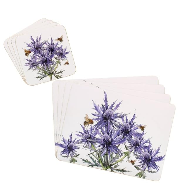 Scottish Thistle Placemats & Coasters, 4 Each, Cork Backed — image 1