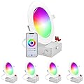 LUXRITE 6 Inch Smart LED Recessed Lighting, RGBW Color Changing, WiFi App and Voice Control, Compatible with Alexa and Google Home, No Hub Required, 13W 1000LM, CRI 90, IC Rated, Wet Rated (4 Pack)