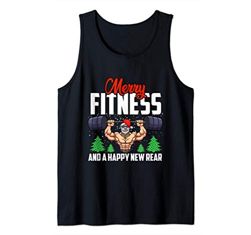 Merry Fitness And A Happy New Rear Workout Christmas Camiseta sin Mangas