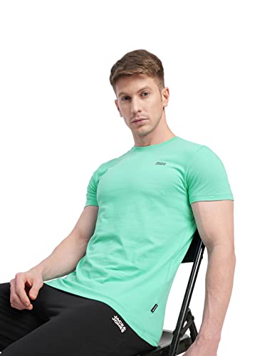 Image of Jack & Jones Men Cotton Round Neck Slim Fit Casual T-Shirt