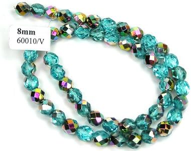 Miniatura 8 de Cuentas de vidrio facetadas redondas con revestimiento de vitrail de 0.118 in (405 cuentas), hilo de 3 x 16 pulgadas