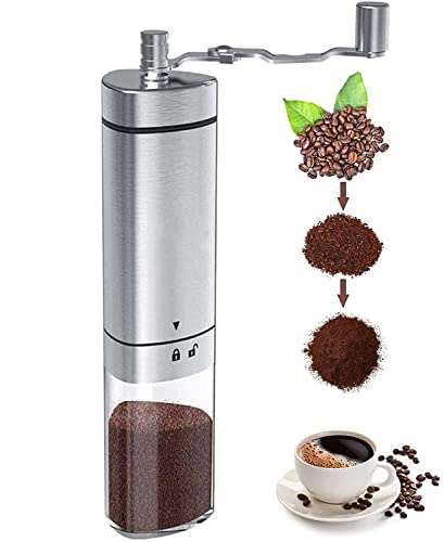 Manual Coffee Grinder, Anzid Portable Stainless Steel Hand Coffee Bean Grinder with Adjustable Conical Ceramic Burr & Brush, Coffee Grinder for French Press Turkish Brew Coffee Espresso