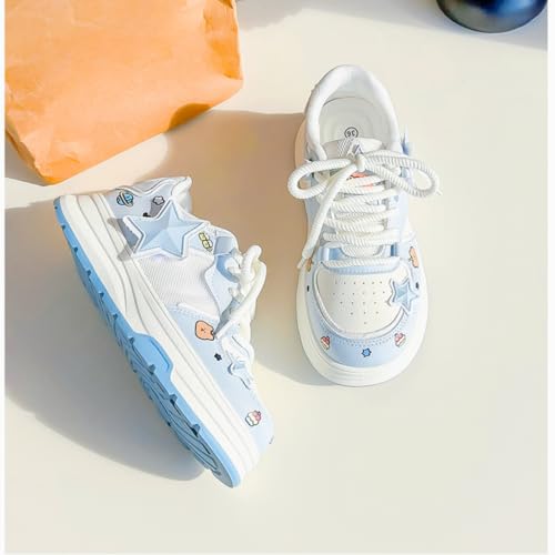 Chunky Platform Star Sneakers for Women Girl's Cute Skate Shoes Chic Y2k Casual Preppy Student Back School, Travel3