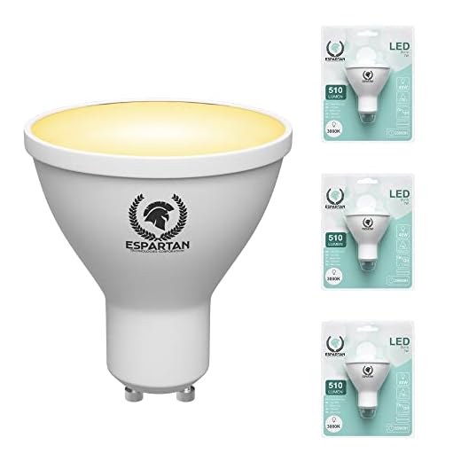 Espartan - Bombillas LED GU10 Luz Cálida 7W, 3000K, 510 lúmenes, Equivalente a 40W Bombilla Halógena, Bombilla GU10 LED Cálida para Techo, Casquillo GU10 LED - Pack de 3 Focos