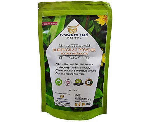 Avoka Naturals 100% Pure Bhringraj Powder (Eclipta Prostrata) 100gm For Premature Grey Hair Defence