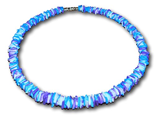Native Treasure 13 Inch Xx-Small Mens/Womens Puka Chip Clam Shell Necklace/Anklet Tie-Dyed Blue, Violet And White Choker #TOP11