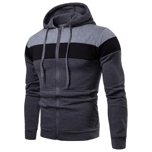 Men's Novelty Color Block Pullover Full Zip Hoodie Long Sleeve Casual Sweatshirt with Pocket2