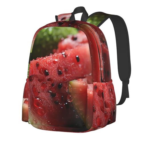 Travel Backpack for Women Men Watermelon and Water Drops Casual Daypack Large Capacity Nurse Bag