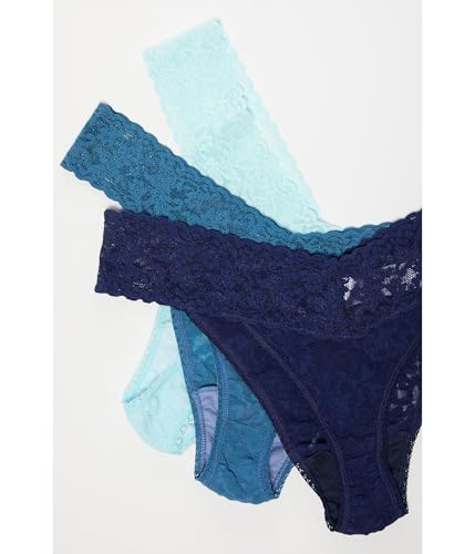 Image of hanky panky, Womens, Signature Lace Original Thong 3-Pack, Odyssey Blue /Storm Cloud /Celeste, One Size