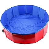 Nicffdi 犬プール ペット用バスグッズ プール 小型犬 中型犬 大型犬 お風呂 折り畳み pvc 排水簡単 収納式 (120cmx 30cm)