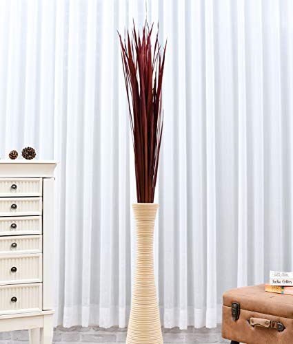 Image of Leewadee Tall Vase Filler, Natural Grass Stems - 2 Bunches of Colored Branches for Vases, Carefully Dried Twigs for Home and Bar Decoration, 45 inches, Bordeaux