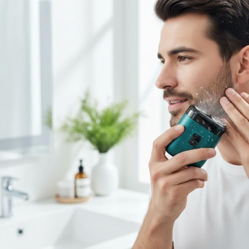 Image of Drumstone (𝐄𝐱𝐥𝐮𝐬𝐢𝐯𝐞 𝟐𝟎 𝐘𝐞𝐚𝐫𝐬 𝐰𝐚𝐫𝐫𝐚𝐧𝐭𝐲) Professional Mini Electric Shaver 5W - USB Rechargeable Portable Beard Trimmer, Compact Razor for Men Travel Grooming RL-SH1003