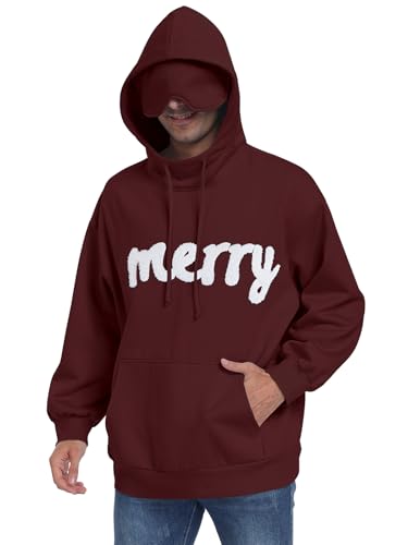 SeSe Code Hoodie with Eye Mask Travel Airplane Unisex Oversized Sweatshirt Sleep Pullover with Pocket Fleece Couples Hoodies Maroon L — view 2