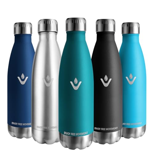 Vikaster Botella agua, 500ml Botella agua acero inoxidable, Mantener 12H Caliente/24 Frío, Termo Sin BPA, Botella termica Niños, Adultos, Deporte, Oficina, Exteriores