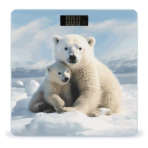 Báscula digital para baño con oso polar y vidrio templado miniatura 1
