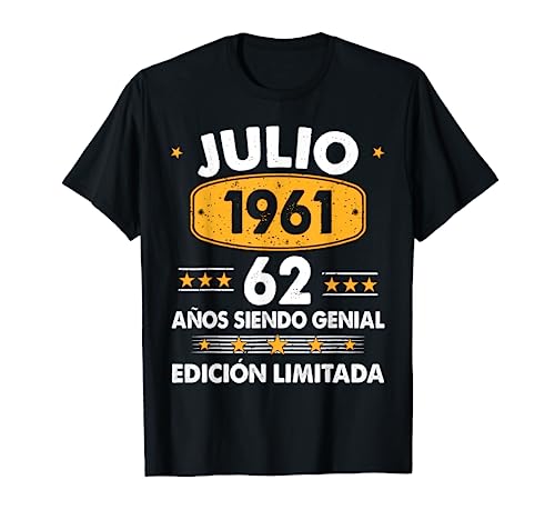 Hombre 62 Años Cumpleaños Regalo Hombre Julio 1961 Julio 62 Años Camiseta